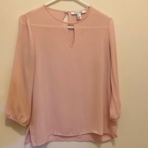 Sheer long sleeve blouse in blush pink